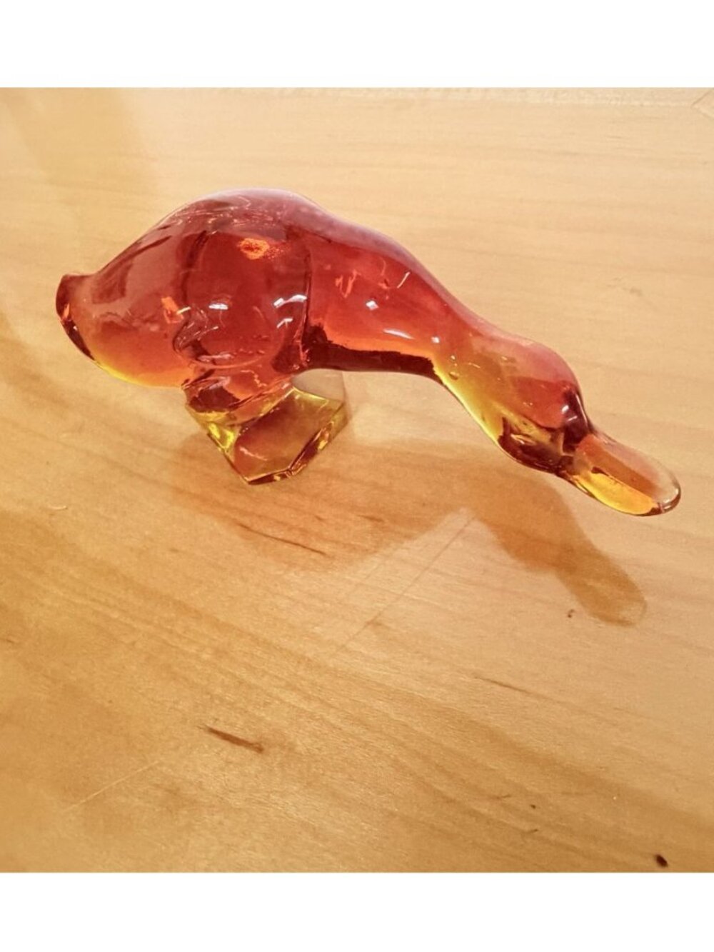 Vintage Viking Glass Persimmon Flighting Duck Decor Gift MCM Home Bird